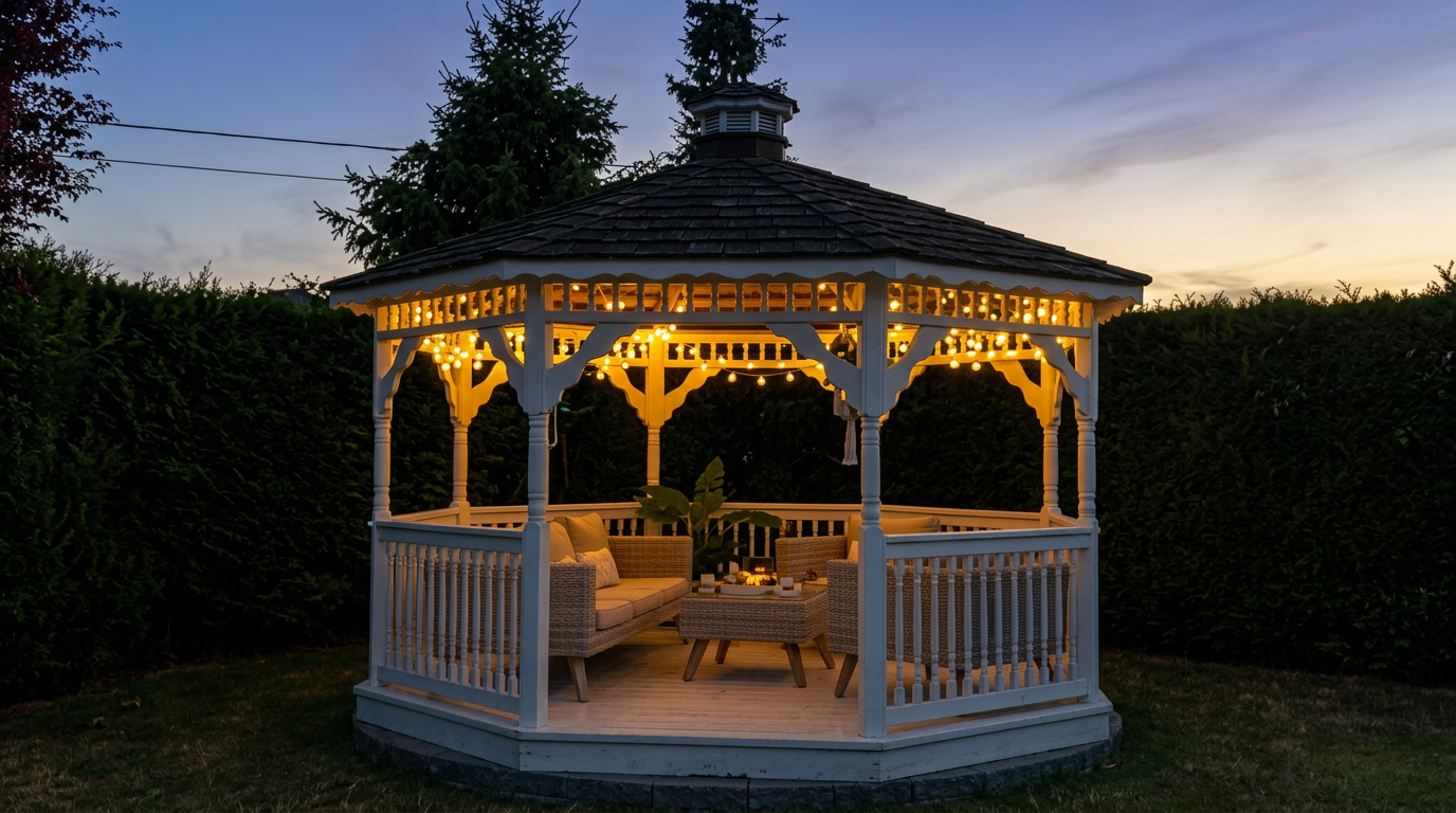 Gazebo illuminé la nuit